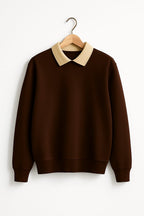 Beige Collar Sweatshirt