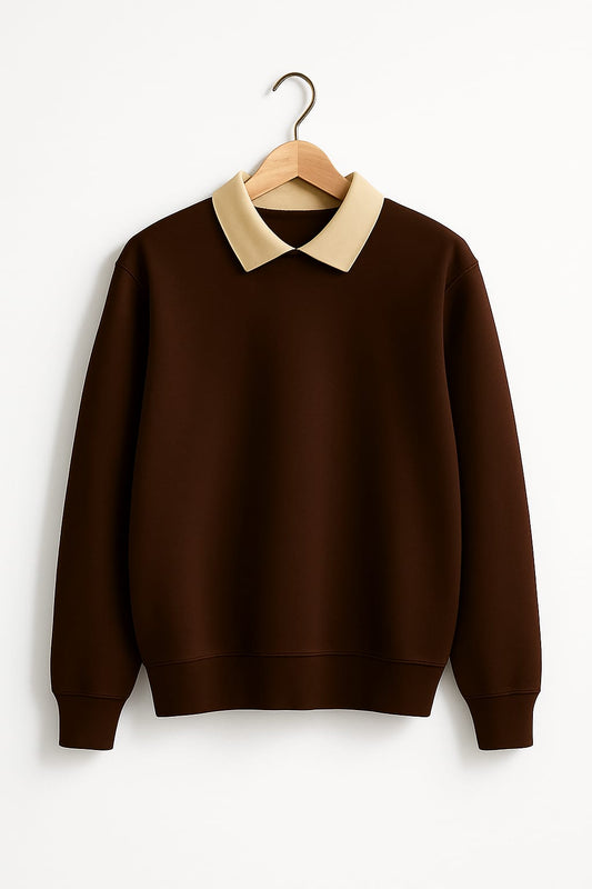Beige Collar Sweatshirt