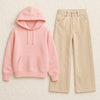 Hoodie With Beige Wide Leg Jeans