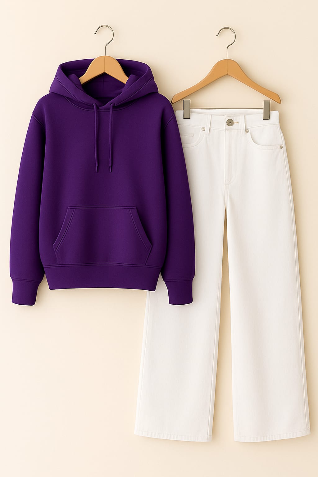 Hoodie With White Wide Leg Jeans