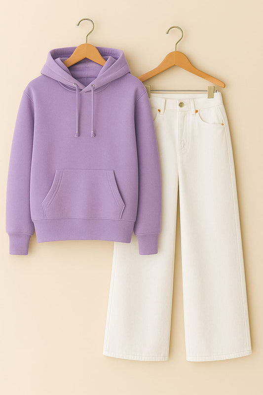 Hoodie With White Wide Leg Jeans
