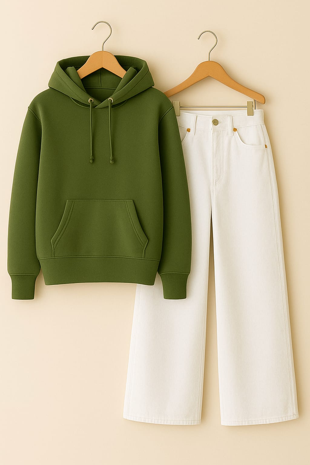 Hoodie With White Wide Leg Jeans