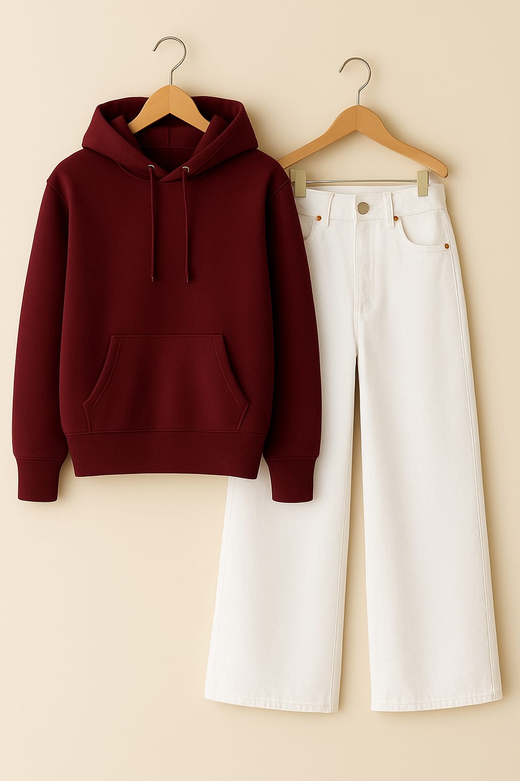 Hoodie With White Wide Leg Jeans