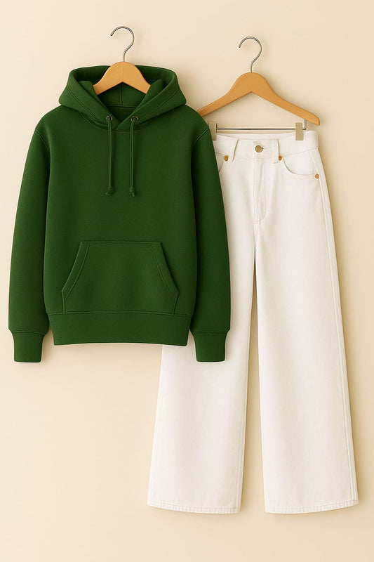 Hoodie With White Wide Leg Jeans