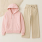 Zipper Hoodie With Beige Wide Leg Jeans