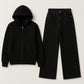 Zipper Hoodie With Black Wide Leg Jeans