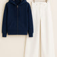 Zipper Hoodie With White Wide Leg Jeans