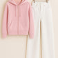 Zipper Hoodie With White Wide Leg Jeans