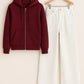 Zipper Hoodie With White Wide Leg Jeans