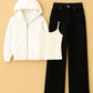 Zipper Hoodie With Inner & Black Wide Leg Jeans