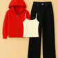 Zipper Hoodie With Inner & Black Wide Leg Jeans
