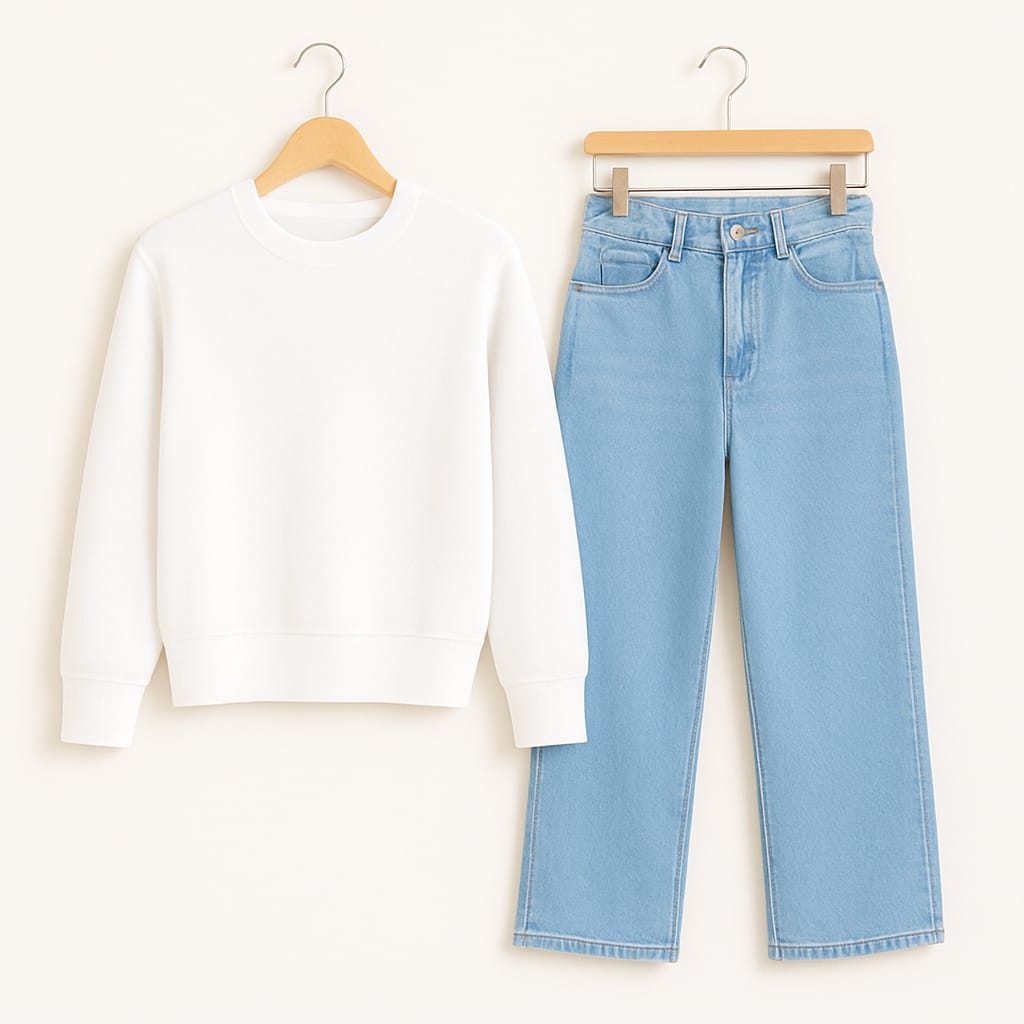 Sweatshirt With IceBlue  Wide Leg Jeans