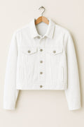 WHITE CROP DENIM JACKET