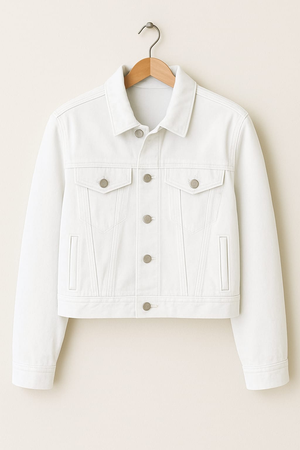WHITE CROP DENIM JACKET