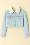 Denim blue fur denim jacket
