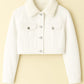 White fur denim jacket