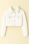 White fur denim jacket