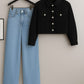Black Denim Jacket With IceBlue Wide Leg Jeans