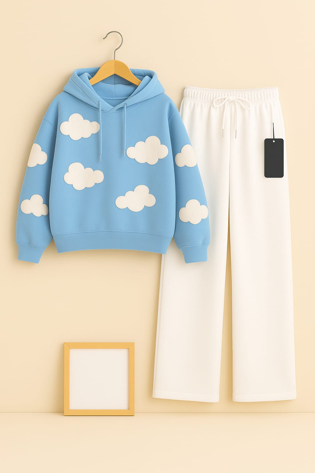 Skyblue hood badal with white flapper trouser