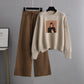 Beige Sweatshirt with  Brown Flapper Trouser