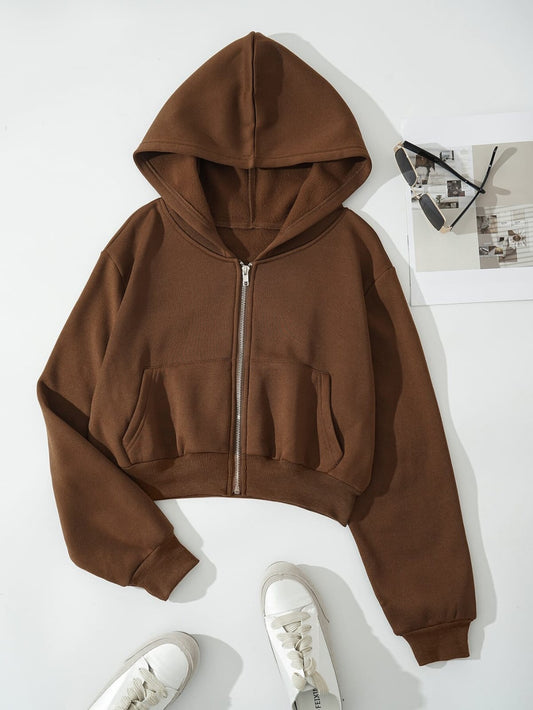 Dark brown Crop Zipper