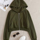 Olive green Crop Zipper