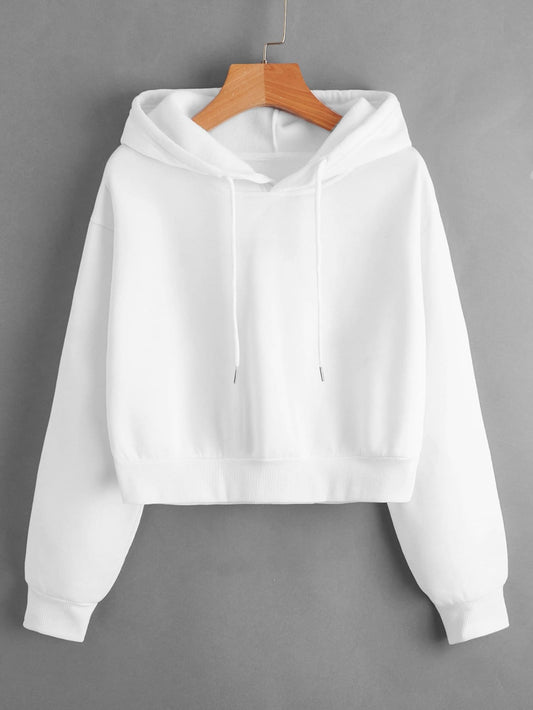 White Crop Hoodie