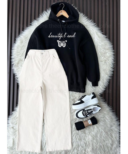 Black Hoodies and sweatshirts with jeans