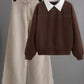 Collar Sweatshirt with Flapper Trouser