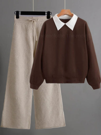 Collar Sweatshirt with Flapper Trouser