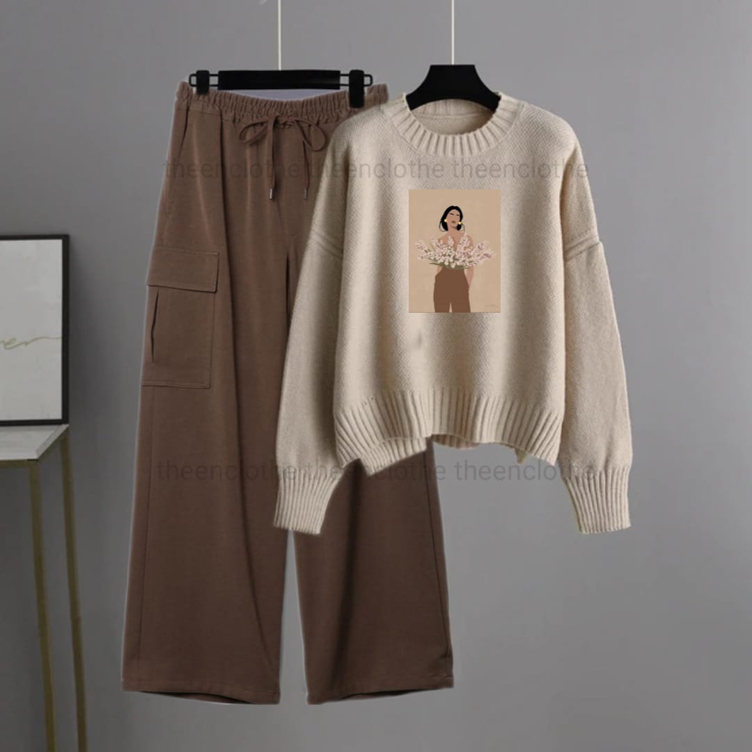 Sweatshirt with Cargo Wide Leg Trouser