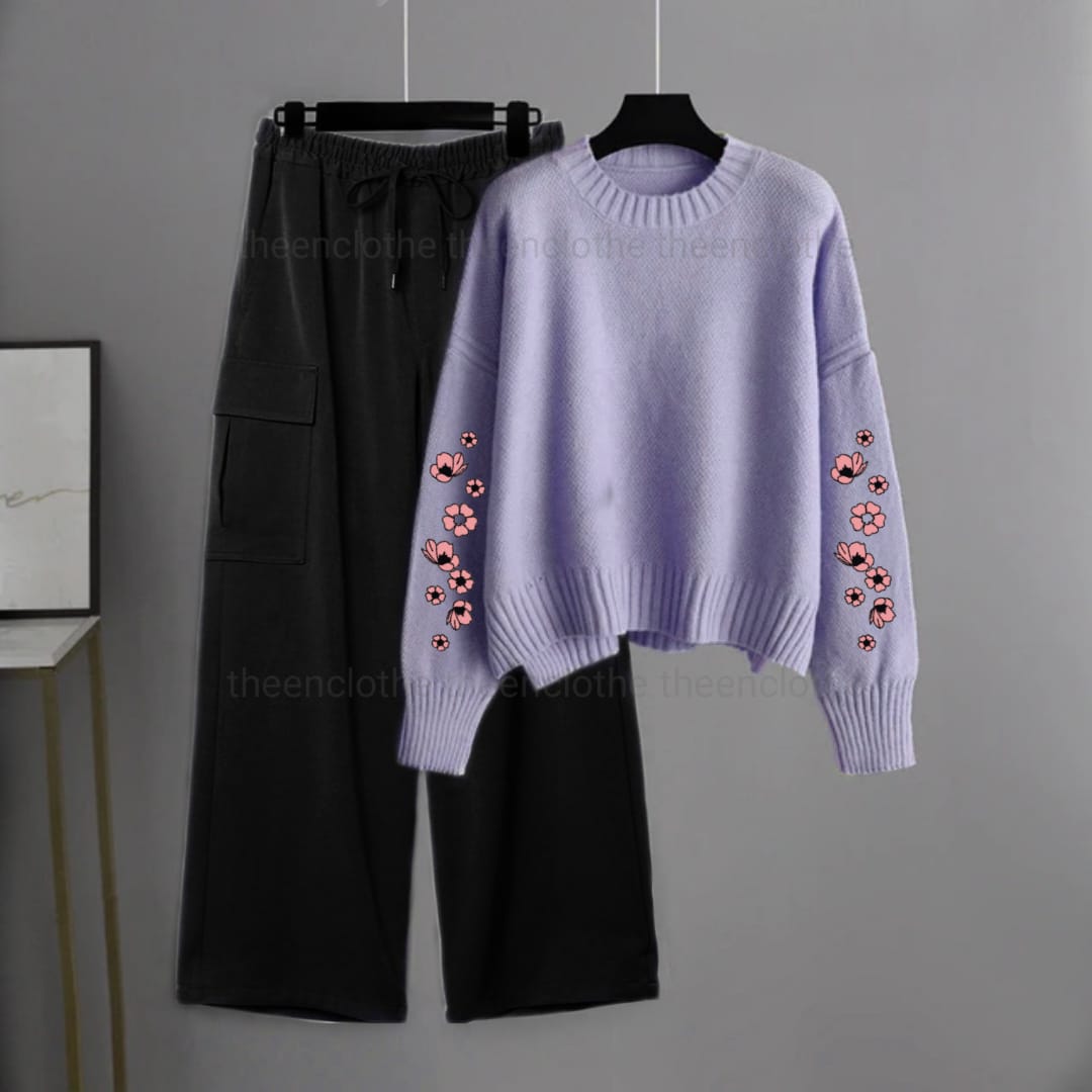 Sweatshirt with Cargo Wide Leg Trouser