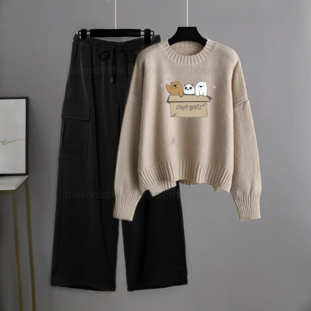 Sweatshirt with Cargo Wide Leg Trouser