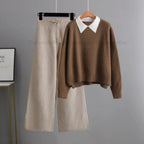 Collar Sweatshirt with Flapper Trouser