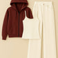 Zipper Hoodie With Inner & white Wide Leg Jeans