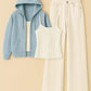 Zipper Hoodie With Inner & White Wide Leg Jeans