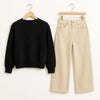 Sweatshirt With Beige Wide Leg Jeans