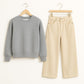 Sweatshirt With Beige Wide Leg Jeans