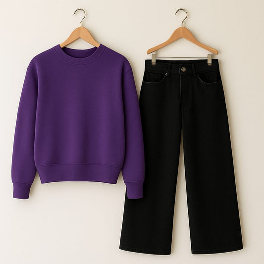 Sweatshirt With Black Wide Leg Jeans