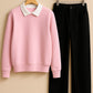 Collared Sweatshirt With Black Wide Leg Jeans