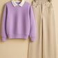 Collared Sweatshirt With Beige Wide Leg Jeans