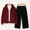Zipper Hoodie With Highneck & Black Wide Leg Jeans