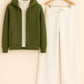 Zipper Hoodie With Highneck & White Wide Leg Jeans