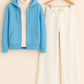 Zipper Hoodie With Highneck & White Wide Leg Jeans