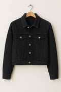 BLACK CROP DENIM JACKET