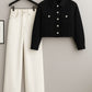 Black Denim Jacket With White Wide Leg Jeans