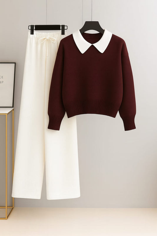 Collar Sweatshirt With White Flapper