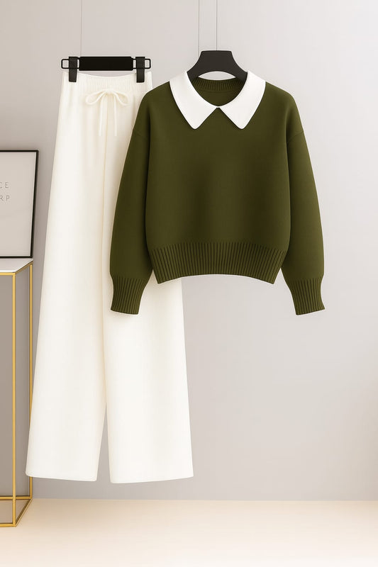 Collar Sweatshirt With White Flapper