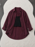 Maroon Button Down Shirt & Black Inner