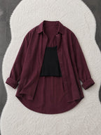 Maroon Button Down Shirt & Black Inner